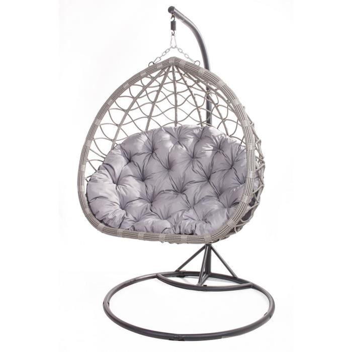 Fauteuil suspendu en polyrotin HOME DELUXE TWIN - gris (pour 2 Fauteuil suspendu en polyrotin HOME DELUXE TWIN - gris (pour 2