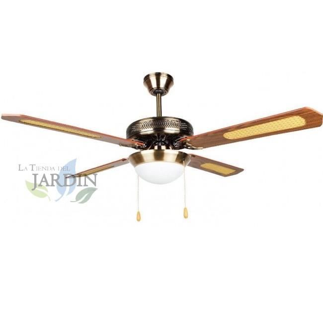 Ventilateur de plafond - Classique - 52 - 4 pales - Lampe intégrée - 3 vitesses