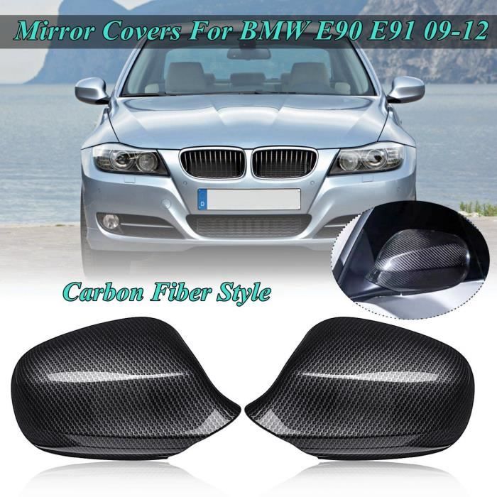 Fibre de carbone - Coque de rétroviseur pour BMW 1 paire, pour modèles E90,  E91, 2009, 2010, 2011, 2012, côté