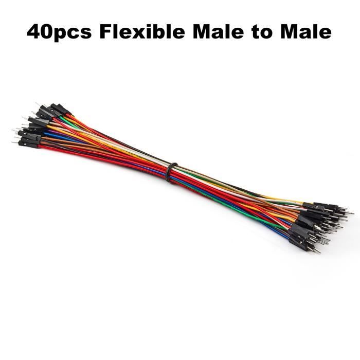 Câble-fil,Kit de fils de raccordement pour Arduino, 24awg, pour bricolage-  40pcs Flexible M-M-30cm