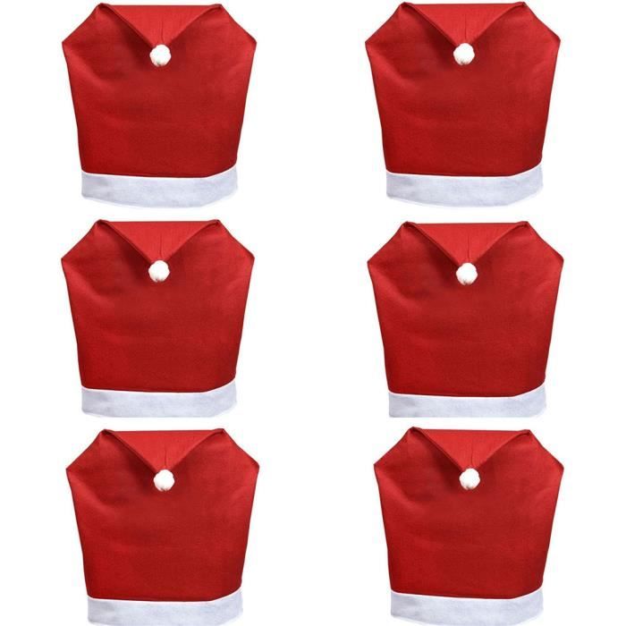 6 Housses De Chaise De Noël – Père Noël Et Bonhomme De Neige – Tissu Non Tissé – 49x60 Cm – Décoration Festive