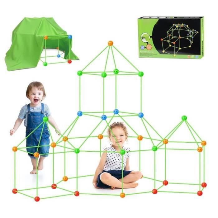 175 pcs Kit De Construction Cabane pour Enfants lumineux Jouets De Fort DIY  – Garçon Filles Age 4 5 6 7 8 9 Ans Jeux Tente Educatif