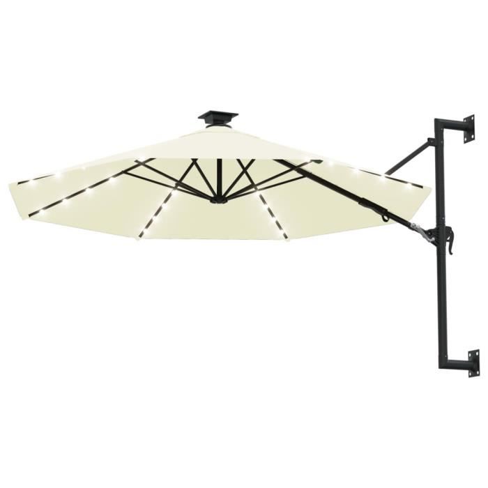 BET Parasol mural avec mât métallique et LED 300 cm Sable BET9306191812370