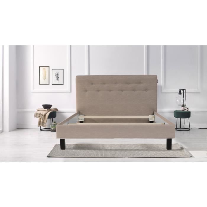Bobochic Structure De Lit Perry 140 X 190 Cm Taupe 140x190 Tete
