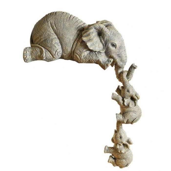Ornement éléphant En Bois - Sculpture 8 Cm De Haut - Déco Vintage