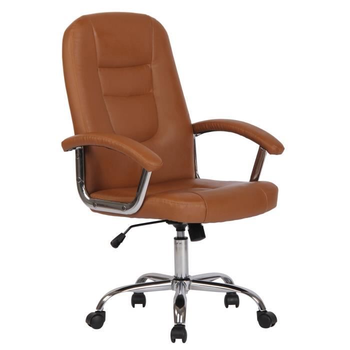 fauteuil de bureau reedville avec piètement métal chromé accoudoirs , marron clair