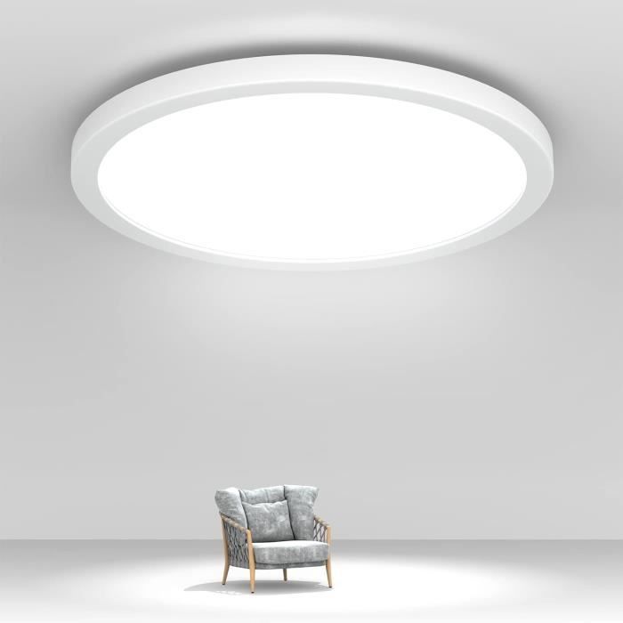 NIBSHOOM Plafonnier LED 24W Étanche IP44, Luminaire Blanc Froid 6500K 2400LM, Lampe Ronde 30cm Pour Chambre, Salle De Bain, Salon, Cuisine, Bureau NIBSHOOM Plafonnier LED 24W Étanche IP44, Luminaire Blanc Froid 6500K 2400LM, Lampe Ronde 30cm Pour Chambre, Salle De Bain, Salon, Cuisine, Bureau