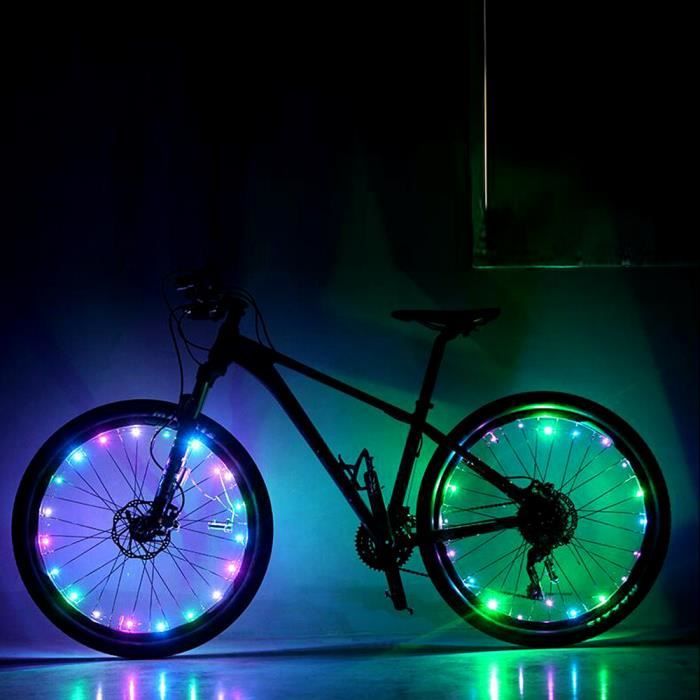 Guirlande Lumineuse 20 LED Pour Roue De Vélo - 2m Rouge - Installation Facile Et Visible La Nuit