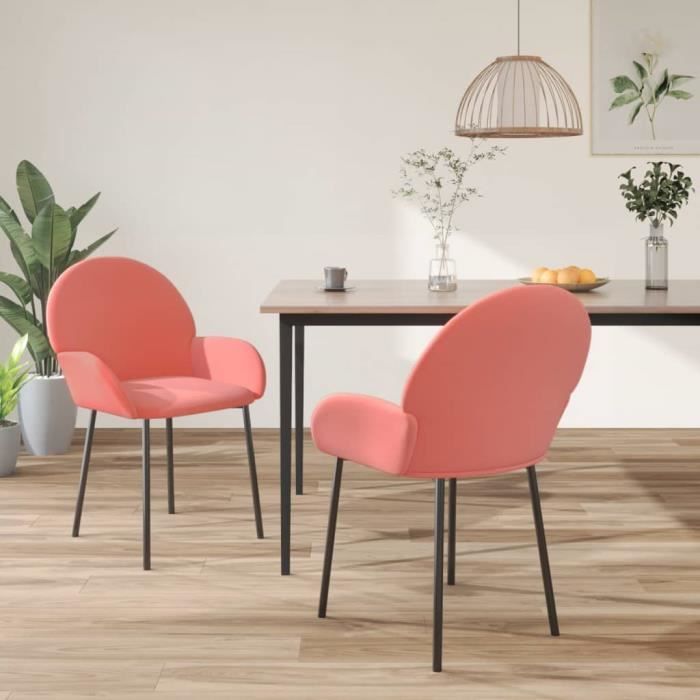 famirosa chaises de salle à manger 2 pcs rose velours-767