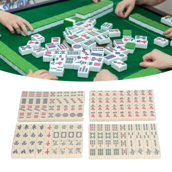 Jeu De Mahjong Chinois Portable - Boîte En Bois - 160 Pièces - Jeu De Société Traditionnel - Dès 16 Ans