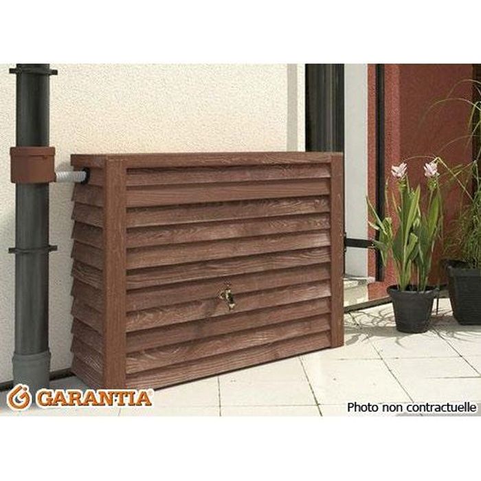 Récupérateur D'eau De Pluie Exaco Woody 350L - Design Bois Clair, Résistant Aux UV, Avec Filetage Laiton