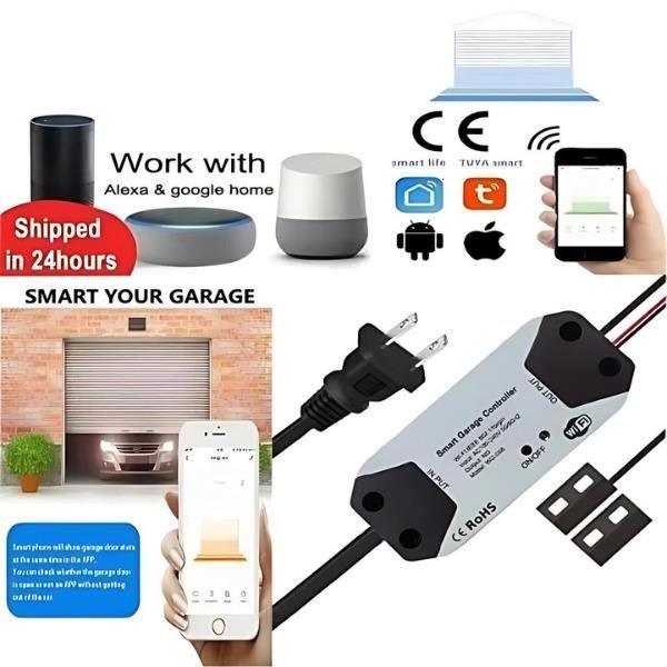 SOARFLY Ouvre-Porte Garage Intelligent Zigbee – Module Tuya Smart Life – Compatible Alexa Google – Contrôle à Distance Sans Hub Inclus