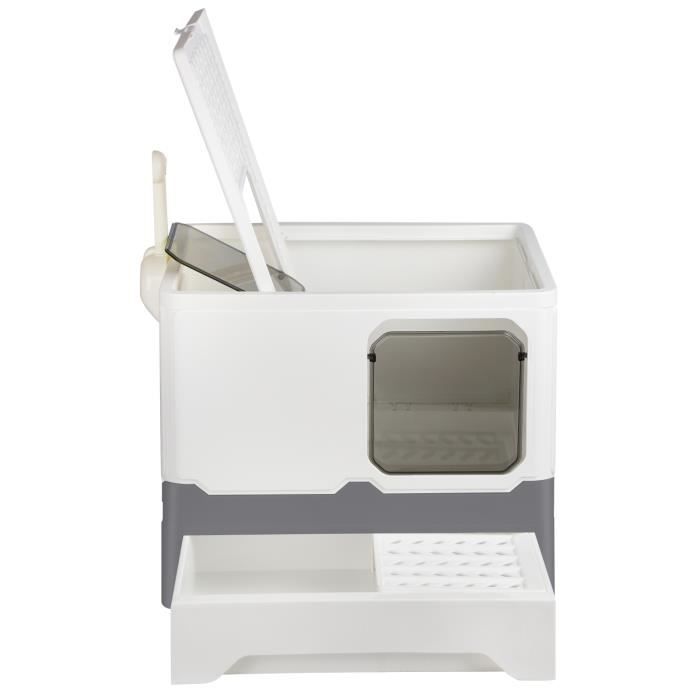 Meilleurs prix pour Bac à litière pour chats pliables - HOMEWELL - 45*35*38CM - Gris - Moyen - A monter soi-même