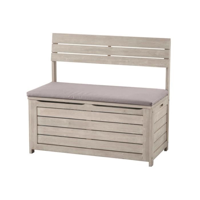 Banc De Jardin Et Coffre De Rangement Avec Coussin Gris En Acacia