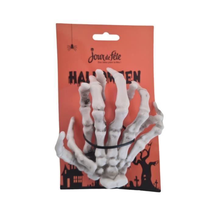 Paire De Mains De Squelette Halloween En Plastique - Modèle Taille Réelle Pour Décor Intérieur Et Extérieur - Effet Zombie Et Cimetière - 11