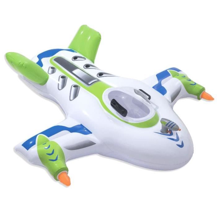 Avion Gonflable pour Enfants 78.7 Pouces, Avion Gonflable de Dessin animé Mignon Pliable Blanc, Jouet de Natation intérieur et extérieur
