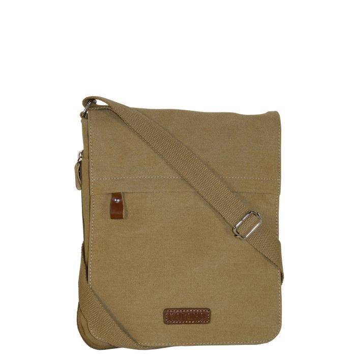 KATANA Sac besace toile garni cuir réf 6568 sable (6 couleurs