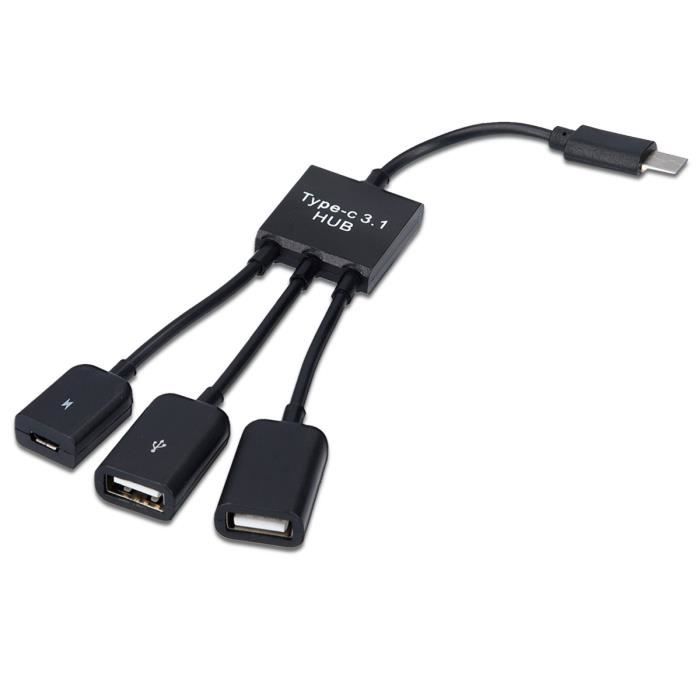 Kwmobile Hub Usb C Otg Adaptateur Usb Type C Vers 2x Port Usb Et 1x Port Micro Usb Pour Telephone Tablette Tels Que Samsung Huawei Prix Pas Cher Cdiscount