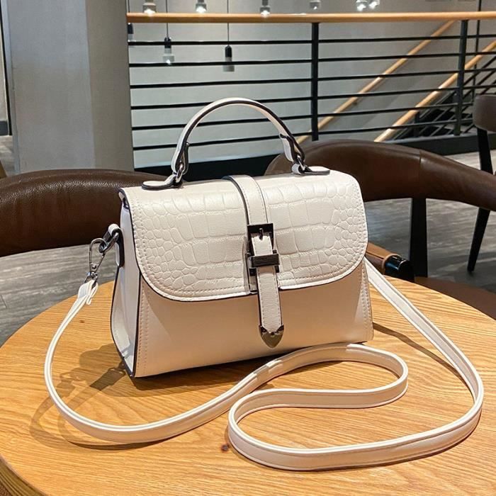 Sac à Main Bandoulière Vintage Lancoche - Cuir Blanc - Occasion