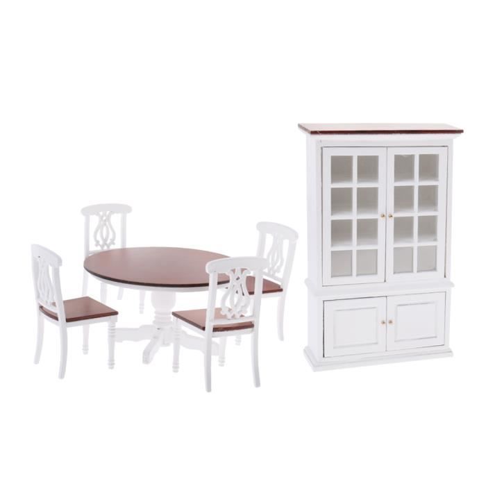 Maison de poupée meubles en bois table chaise ensemble jouet blanc