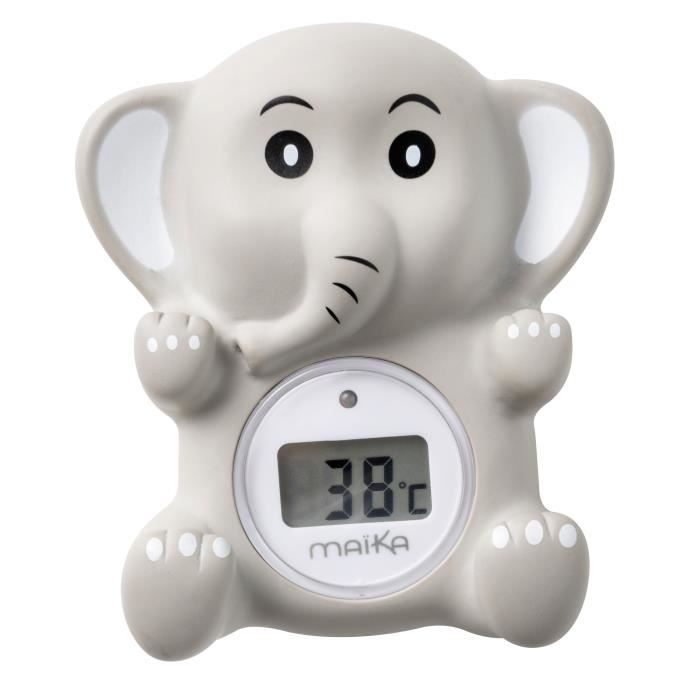 MAÏKA Thermomètre de bain éléphant gris écran digital