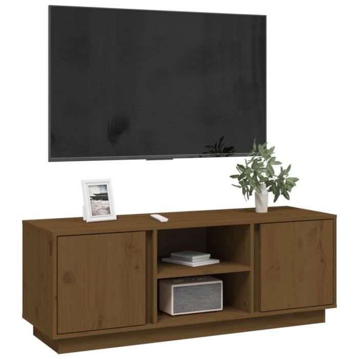 Meuble TV - MOTHINESSTO - LY6605 - Bois de pin massif recyclé - 110x35x48 cm - Vintage industriel - Maison
