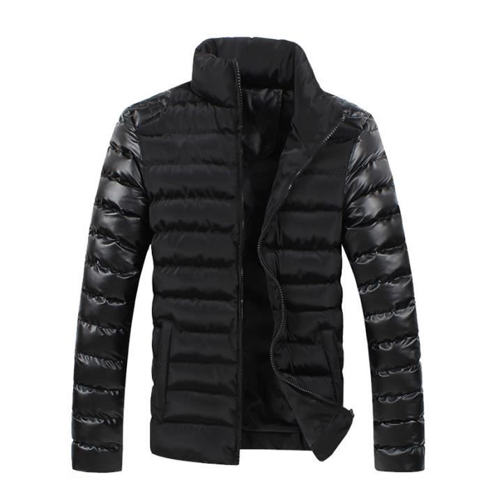 Doudoune Homme Hiver De Marque En Cuir Slim Fit... Noir ...