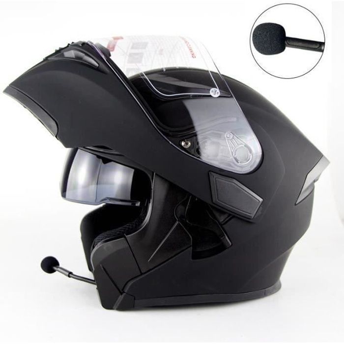 ZHEN Modulable Casque Flip-Up Bluetooth Moto IntéGré Casque avec Double Visière Casque Moto Intégral Casque Scooter Moto Anti-BuéE Double Miroir Homme Femme Anti-Collision Casque ECE Homologué