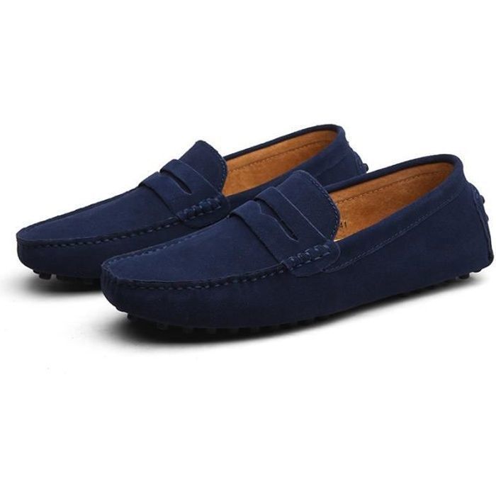 Chaussure Mocassins Homme Suede Classic Oxford Cuir Bleu