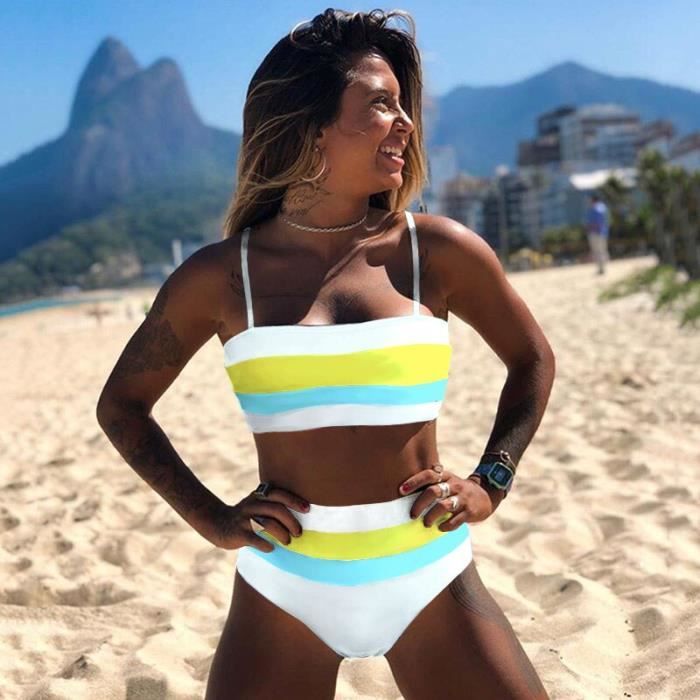 Maillot de bain bandeau bikini ensemble 2020 bresilien maillots de bain femme maille WC0603W1 Blanc Cdiscount Pret a Porter