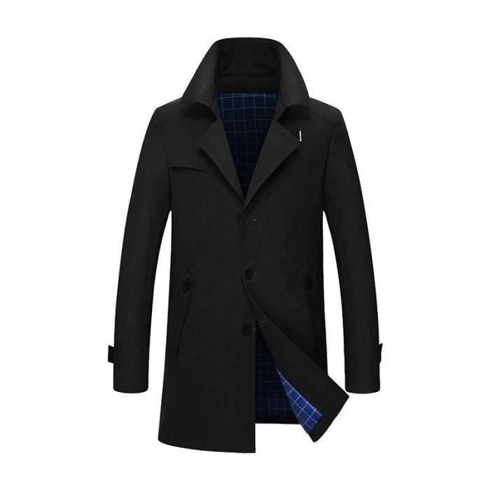 Cicilin Homme Trench à Manches Longues Parka Veste Classique Manteaux Décontracté Trench Coat Court Blouson Jacket Slim Fit Automne Hiver, Kaki, M