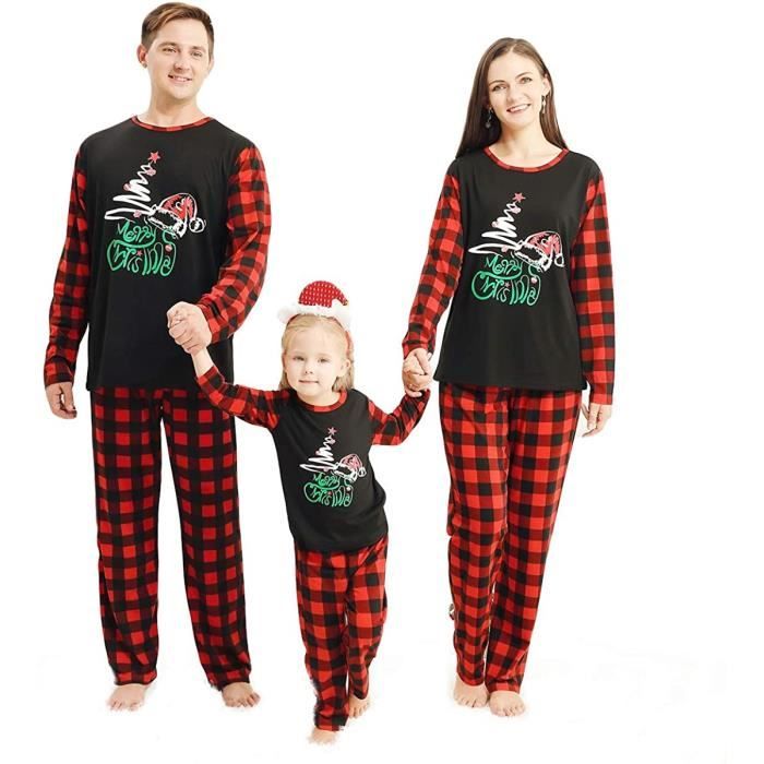 Ensemble pyjama familial de Noël d/'hiver chaud pour homme femme enfant bébé pyjama chaud pyjama de Noël ensemble pyjama pour costume de Noël