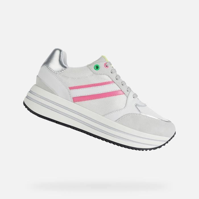 Geox Femme D Kency B Sneakers, Off White/Lt Taupe, 35 EU