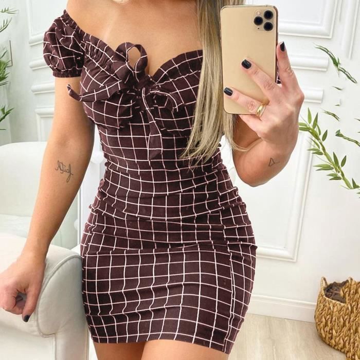 Robe moulante a carreaux 2025