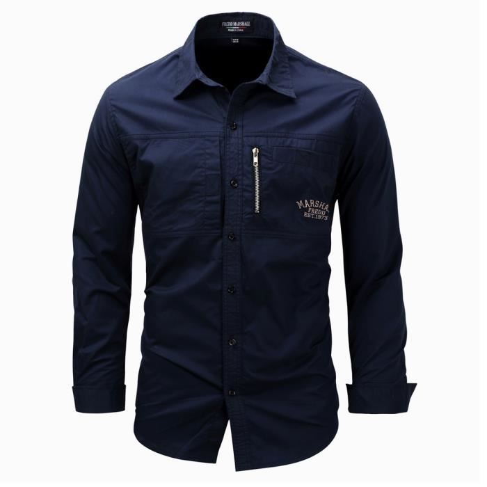 Chemise 100 coton sales homme manches longues