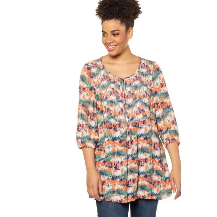 Chemisier Femme Ulla Popken à Rayures - Col Chemise Manches 3/4 Qualité Bubble