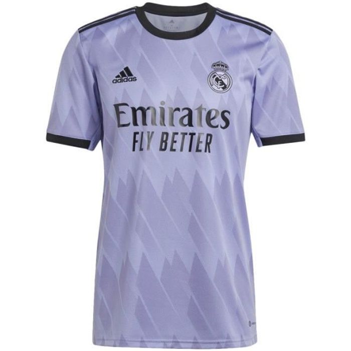 Maillot adidas Originals REAL MADRID EXTERIEUR - Réf. H18489. Couleur : Violet. Détails. - Col rond côtelé. - Coupe régulière. -