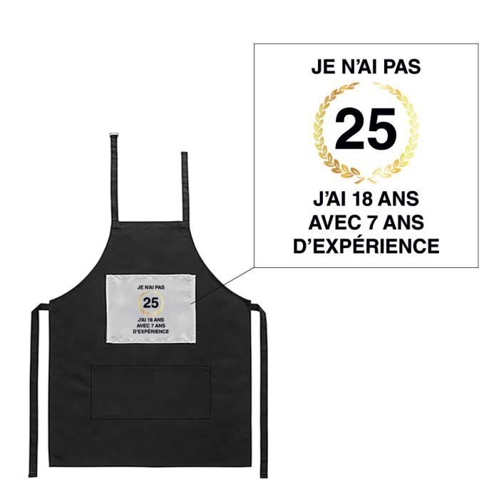 Tablier Noir De Cuisine Barbecue Anniversaire 25 Ans Imprime Cdiscount Maison