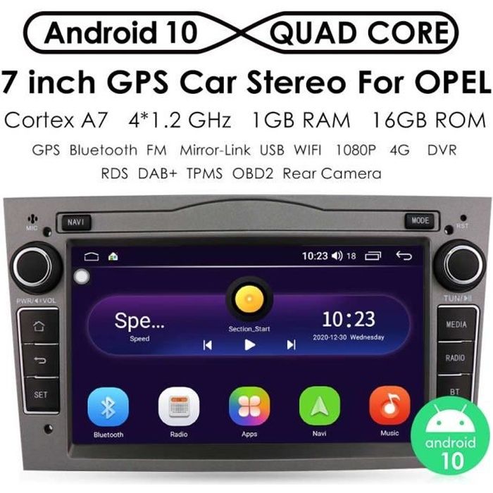 Foof Autoradio 2 Din Bluetooth Écran Tactile 9.7 Prise en Charge DAndroid Auto Apple Carplay WiFi DéMarrage Rapide CaméRa De Recul OBDII SWC pour Buick Excelle/Opel Astra J
