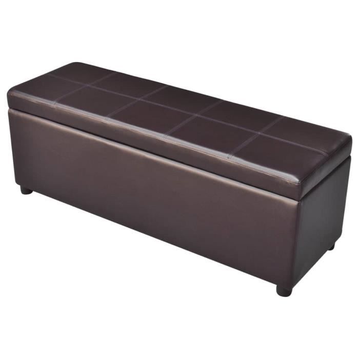 180prime- meuble coffre de siège contemporain - long banc de rangement bois marron - 116 x 39 x 44 cm
