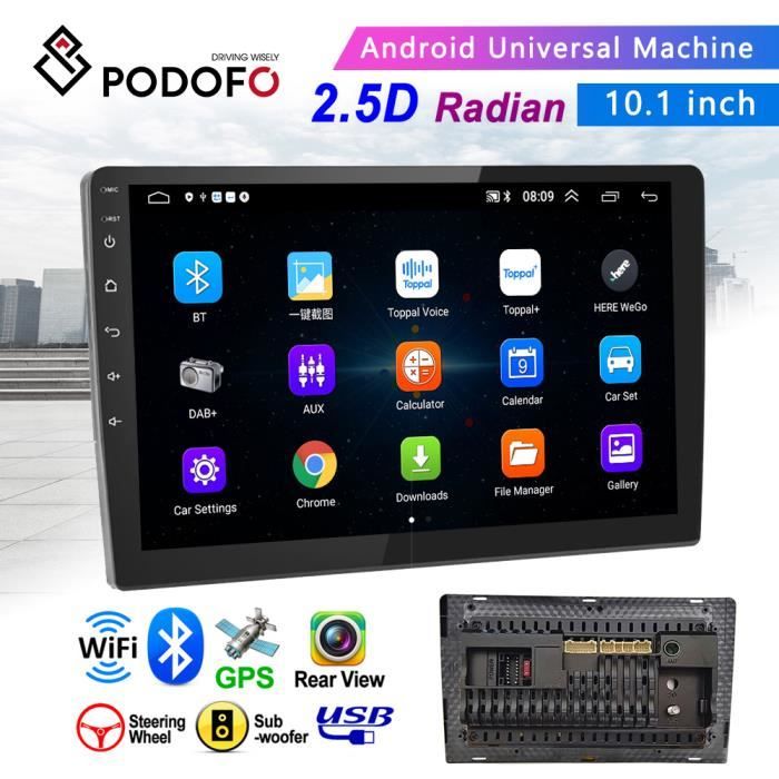 Podofo 2 Din 10.1'' Car Stereo Touch Screen Car MP5 Player Android Car Radio Bluetooth Mirror Link Rear View Camera