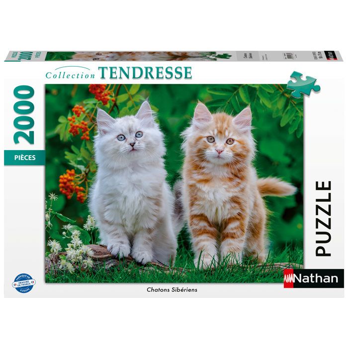 Nathan - Puzzle 2000 pièces - Chatons Sibériens -dès 14 ans - Puzzle de qualité supérieure - Collection Tendresse - 12001868