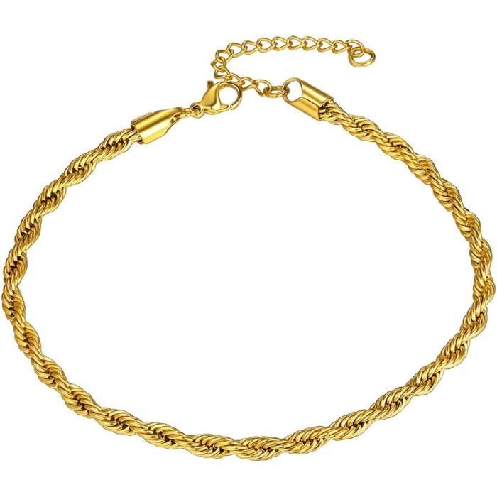 Bracelet maille corde torsadée 2mm Plaqué or | GoldCenter WI