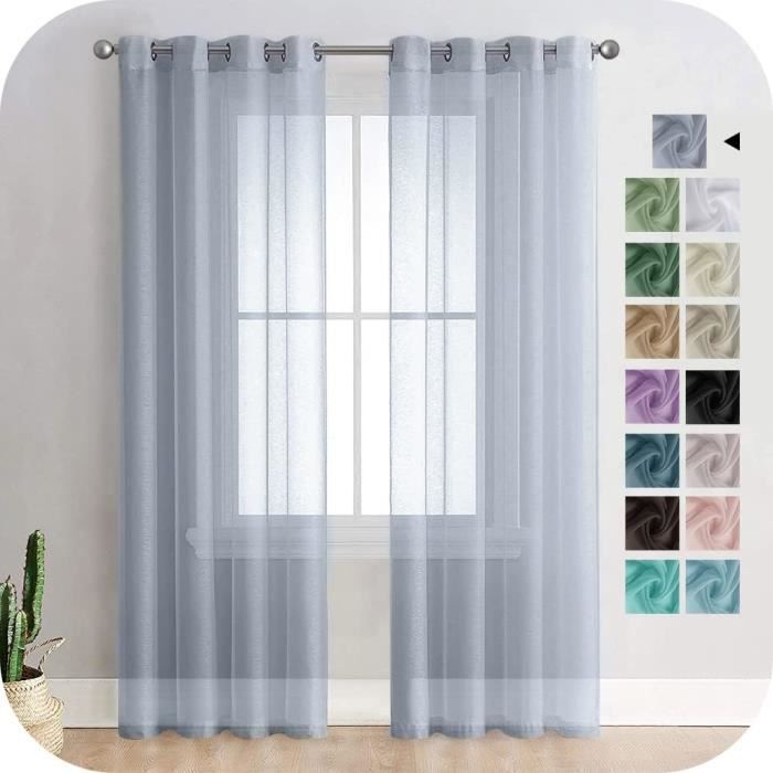 Cortinas De Voile Amarillas Gecheer - 140x225 Cm, Translúcidas, Poliéster, Bolsillo Para Varilla, Fáciles De Colgar