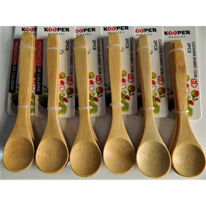 Lot De 6 Cuillères à Caviar En Nacre Avec Manche En Bois - 10,2 Cm - Pour Service D'œufs Et Caviar