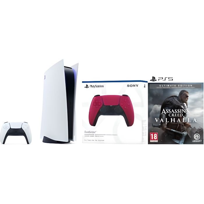 CONSOLE SONY PS5 EDITION DIGITALE + JEUX GOD OF WAR + STATION DE CHARGE  POUR 2 MANETTES