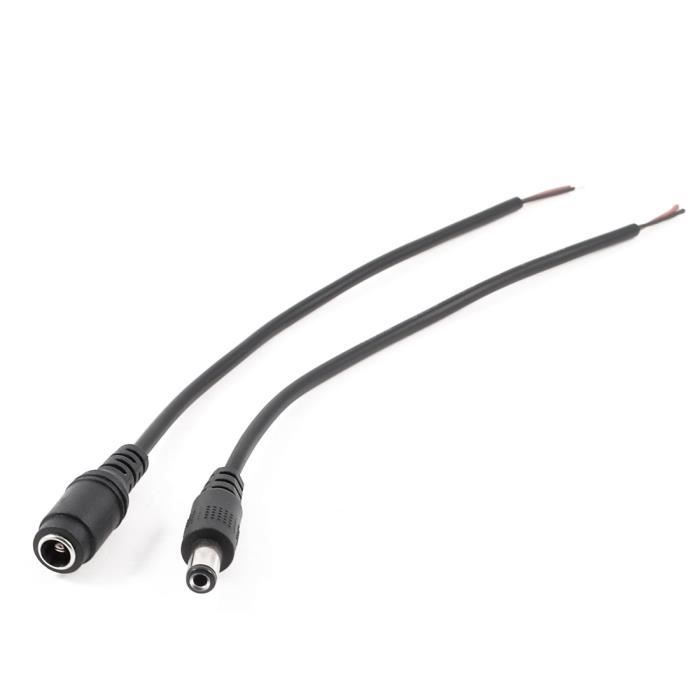 Câble Adaptateur Vidéo M12 Femelle 4 Broches Vers BNC + DC Mâle - Lot De 2, Longueur 35 Cm
