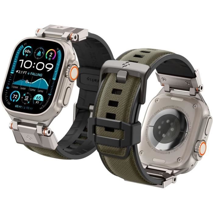 Bracelet - SPIGEN - DuraPro Armor - Compatible Apple Watch - Vert Militaire - Protection Slim
