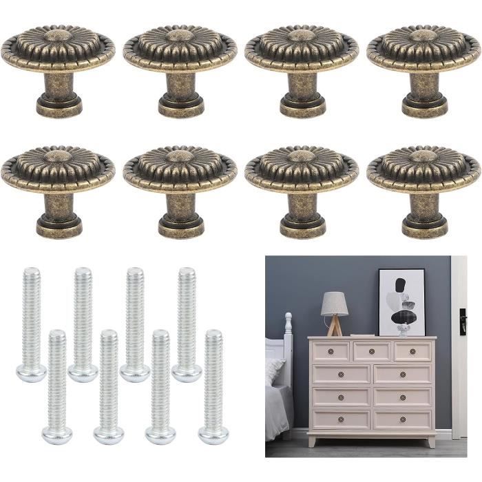 6 Pièces Boutons De Tiroir Poignee De Porte Laiton Massif Rond Vintage Poignees Boutons De Meuble Pour Commode Armoire Meuble Porte Placard 20x33mm 82494524