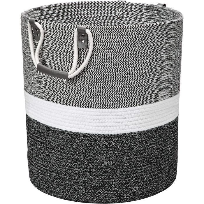 OIAHOMY Panier Rectangulaire Tissé En Corde De Coton Pour Le Salon, Le Rangement De Jouets Avec Poignée - Marron Dégradé - 108 L - 63,5 X 40,6 X 40,6 Cm - 108 L